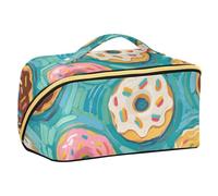 EtherSpher Pittura di arte Verde Donut Pane Progettato Sacchetto di Trucco con divisori Elegante Borsa Cosmetica Per La Borsa Viaggio-Size Accessori