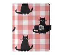 EtherSpher Plaid e gatto nero foderato in pelle notebook college soggetto portatile college a righe per diario 6.7x9.2