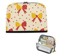 EtherSpher Polka Dot e Bow Rosso Giallo Matita Astucci Grande Capacità Trucco Borse Zip Cancelleria Bag per gli Uomini High School estuche para lapices