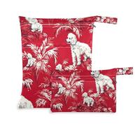EtherSpher Poodle Scarlet Seamless Picture borse lavabili per la spiaggia 2 Pack Wet Bag per costume da bagno con manici per viaggi, bagno