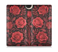 EtherSpher Porta libretto auto in pelle PU con rose rosse gotiche e supporto assicurativo per patente di guida, carte e documenti essenziali
