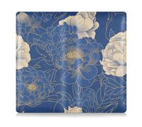 EtherSpher Portadocumenti in pelle con peonia floreale blu navy e oro per qualsiasi auto, camion, moto, rimorchio o barca