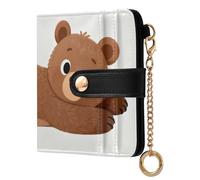 EtherSpher Portafoglio da donna classico pieghevole in pelle PU con orsetto carino, marrone, per donne, ragazzi e ragazze