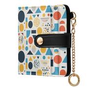 EtherSpher Portafoglio pieghevole da donna con geometrie regolari colorate, in pelle PU, impermeabile, con scomparti per carte di credito, per donne, ragazzi e ragazze