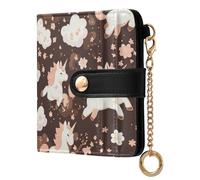 EtherSpher Portafoglio pieghevole da donna in pelle PU con unicorni marroni, comodo portafoglio pieghevole per donne ragazzi ragazze