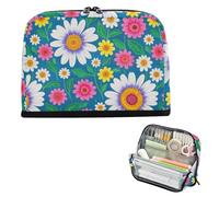 EtherSpher Primavera Trendy Daisy Floral Colorful Pencil Case Box Grande Capacità Trucco Borse Espandibile Cancelleria Organizzatore per Teen Boys College estuche para lapices nina