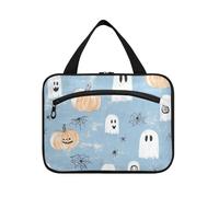 EtherSpher Pumpkins Web Ghosts Baby Blue appeso dimensioni articoli da toeletta per gli uomini con gancio, borsa multifunzionale di design per articoli da toeletta per gli elementi essenziali per le