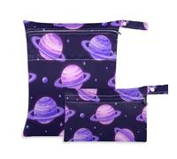 EtherSpher Purple Romantic Planet Universe Borse a prova di disordine per panno 2 Pack Wet Bag per costume da bagno con manici per il bagno, spiaggia