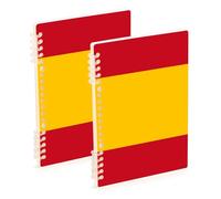 EtherSpher Quaderni a righe con bandiera Spagna formato A5, 21,1 x 14,5 cm, materiale scolastico resistente all'usura per il college, 60 fogli per diario e lista delle cose da fare, confezione da 2