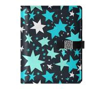 EtherSpher Quaderni foderati in pelle blu scuro con stelle turchesi alla moda copertina impermeabile college a righe notebook per diario 6.7x9.2