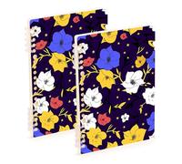 EtherSpher Quaderni formato A5 Lilly Flower Blue Yellow Star per la scuola 8 3 "x 5 7" copertina rigida materiale scolastico per college 60 fogli scuola e ufficio confezione da 2