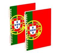 EtherSpher Quaderni scolastici in formato A5 con bandiera del Portogallo, 21,1 x 14,5 cm, materiale scolastico robusto per università, 60 fogli per scuola e ufficio, confezione da 2