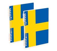 EtherSpher Quaderno a righe con bandiera della Svezia formato A5, 21,1 x 14,5 cm, materiale scolastico resistente all'usura per università, 60 fogli per pianificatori e affari, confezione da 2