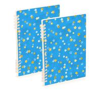 EtherSpher Quaderno a righe formato A5 blu estetico blu dorato stelle 21,1 x 14,5 cm, copertina rigida soggetto college a righe notebook 60 fogli per planner e affari confezione da 2