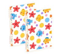 EtherSpher Quaderno a righe formato A5 con pesci colorati e stelle marine, 21,1 x 14,5 cm, composizione robusta, a righe larghe, 60 fogli per scuola e ufficio, confezione da 2