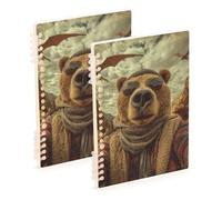 EtherSpher Quaderno a righe formato A5 Dino Bear Selfie 21,1 x 14,5 cm, robusto soggetto a spirale college 60 fogli per scuola e ufficio