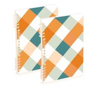 EtherSpher Quaderno a spirale a righe larghe resistente all'usura formato A5 arancione verde 21,1 x 14,5 cm, 60 fogli per diario e lista delle cose da fare, confezione da 2