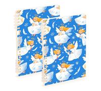 EtherSpher Quaderno a spirale arancione formato A5 Blue Snow Angel 21,1 x 14,5 cm, resistente all'usura soggetto a spirale largo 60 fogli per lavoro e aula confezione da 2