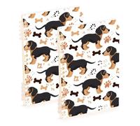 EtherSpher Quaderno a spirale arancione formato A5 con cane Duchshund Cute Bones 21,1 x 14,5 cm, quaderni a spirale resistenti all'usura a righe larghe 60 fogli per lavoro e aula confezione da 2