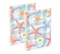 EtherSpher Quaderno a spirale arancione pasquale formato A5 stelle marine bufalo plaid Daisy Egg Pasqua arancione quaderno a spirale 21,1 x 14,5 cm, quaderni a spirale resistenti all'usura a righe