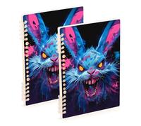 EtherSpher Quaderno a spirale con coniglio terrorista blu formato A5, 21,1 x 14,5 cm, copertina rigida, 60 fogli per viaggi e scrittura, confezione da 2