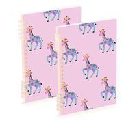 EtherSpher Quaderno a spirale formato A5 con disegno di giraffa e fiocco giallo pesca, 21,1 x 14,5 cm, robusto, a righe, 60 fogli, per scuola e ufficio, confezione da 2