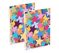 EtherSpher Quaderno a spirale formato A5 con stelle colorate e alla moda, 21,1 x 14,5 cm, rilegatura a spirale, 60 fogli per scuola e ufficio, confezione da 2