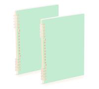 EtherSpher Quaderno a spirale formato A5 verde menta 21,1 x 14,5 cm, resistente all'usura, a righe larghe, 60 fogli per diario e lista delle cose da fare, confezione da 2