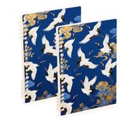 EtherSpher Quaderno a spirale giapponese formato A5 blu e dorato 21,1 x 14,5 cm, copertina rigida, 60 fogli per viaggi e scrittura, confezione da 2