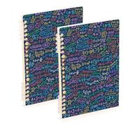 EtherSpher Quaderno formato A5 blu con formule matematiche per la scuola, 21,1 x 14,5 cm, copertina rigida, 60 fogli per diario e lista delle cose da fare, confezione da 2