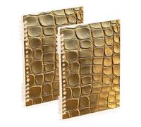 EtherSpher Quaderno formato A5 color oro coccodrilli con texture della pelle, 21,1 x 14,5 cm, materiale scolastico resistente all'usura per università, 60 fogli per lavoro e onfezione da 2