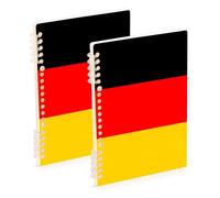 EtherSpher Quaderno formato A5 con bandiera della Germania, 21,1 x 14,5 cm, resistente all'usura, a righe, 60 fogli, per scuola e ufficio, confezione da 2