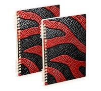 EtherSpher Quaderno formato A5 con zebre bordeaux con texture della pelle, a righe larghe 21,1 x 14,5 cm, rilegatura a spirale, 60 fogli per planner e affari, confezione da 2