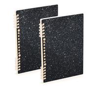 EtherSpher Quaderno formato A5, grande, con glitter e stelle, 21,1 x 14,5 cm, copertina rigida, 60 fogli, per lavoro e onfezione da 2