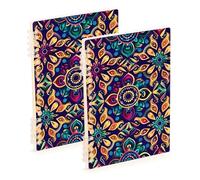 EtherSpher Quaderno formato A5 Mandala Docks colorato composizione notebook 21,1 x 14,5 cm, resistente all'usura soggetto college a righe spirale 60 fogli per planner e affari confezione da 2