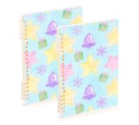 EtherSpher Quaderno formato A5 Merry Christmas Yellow Stars largo 21,1 x 14,5 cm, robusto materiale scolastico per università, 60 fogli per lavoro e onfezione da 2