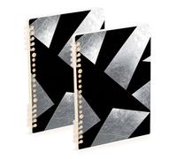 EtherSpher Quaderno formato A5 nero con motivo astratto nero largo 21,1 x 14,5 cm, quaderno con rilegatura a spirale a righe larghe 60 fogli per scuola e ufficio