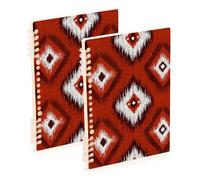 EtherSpher Quaderno formato A5 rosso mattone Ikat composizione notebook 21,1 x 14,5 cm, copertina rigida soggetto a spirale notebook largo 60 fogli per viaggi e scrittura confezione da 2