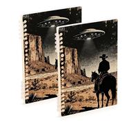 EtherSpher Quaderno formato A5 Ufo Cowboy Illustration college quaderni 8.3 "x 5.7", copertina rigida soggetto a spirale notebook largo 60 fogli per lavoro e aula