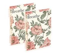 EtherSpher Quaderno formato A5 William Morris Style Text Breathe Petal rilegato, 21,1 x 14,5 cm, rilegatura a spirale, 60 fogli per scuola e ufficio, confezione da 2