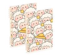 EtherSpher Quaderno scolastico bianco formato A5 con pecora, 21,1 x 14,5 cm, robusto materiale scolastico per università, 60 fogli per pianificatore e affari, confezione da 2