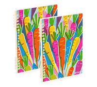 EtherSpher Quaderno scolastico formato A5 con carote colorate, 21,1 x 14,5 cm, resistente all'usura, a righe, 60 fogli, per pianificatore e affari, confezione da 2