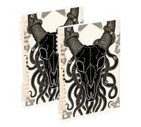 EtherSpher Quaderno scolastico formato A5 con stelle e capra, 21,1 x 14,5 cm, rilegatura a spirale, a righe, 60 fogli per viaggi e scrittura, confezione da 2