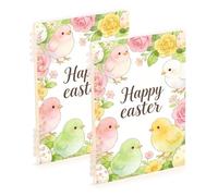 EtherSpher Quaderno scolastico formato A5 Happy Easter Egg Chick Flowers 21,1 x 14,5 cm, resistente all'usura soggetto a spirale largo 60 fogli per lavoro e onfezione da 2