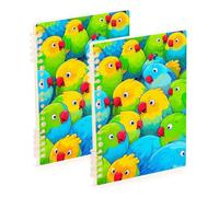 EtherSpher Quaderno scolastico in formato A5 con pappagallo blu e verde, formato A5, 21,1 x 14,5 cm, a righe, 60 fogli per lavoro e onfezione da 2
