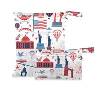 EtherSpher Red and White 4th Of July Independence Day borse impermeabili 2 confezioni da viaggio essenziali per bambini con maniglie per asilo nido, bagno