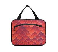 EtherSpher Red Fish Scale Sparkling appeso borsa da toilette viaggio con gancio, designer kit essenziale borsa per gli uomini per papà viaggio estuche de maquillaje para mujer L, Pesce rosso spumante