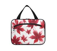 EtherSpher Red Maple Leaf Hanging Travel Tote Bags per le donne con gancio, accessori di design borsa per articoli da toeletta per papà bagno bolso para maquillaje L, Foglia d'acero rosso, Large