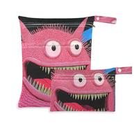 EtherSpher Red Monster - Borsa impermeabile lavabile, confezione da 2, essenziale da viaggio per bambini, con manici per fare il bagno, la spiaggia