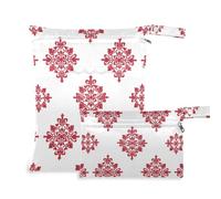 EtherSpher Red Snowflake Classical Chinese Reusable Dry Bag 2 Pack Wet Bag per costume da bagno con manici per palestra, yoga